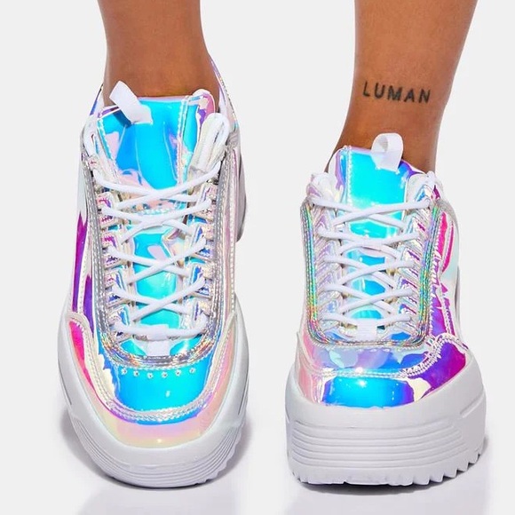 🌷Dolls Kill x Berness Holographic Platform Sneakers - Picture 3 of 9